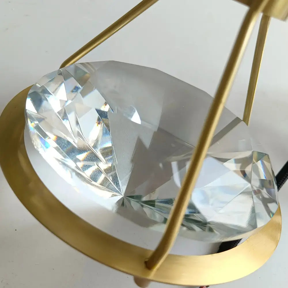 Gold Crystal Brass Diamond-Cut Pendant Light