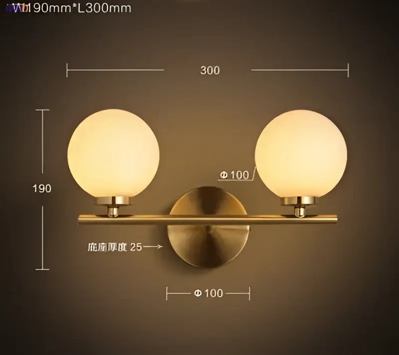 Gold Dual Glass Wall Light