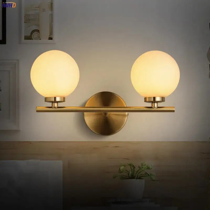 Gold Dual Glass Wall Light