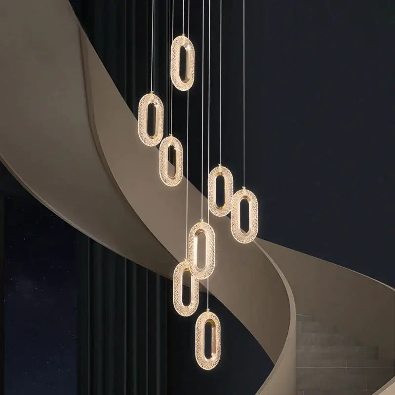 Gold Crystal 12-Head Villa Staircase Chandelier