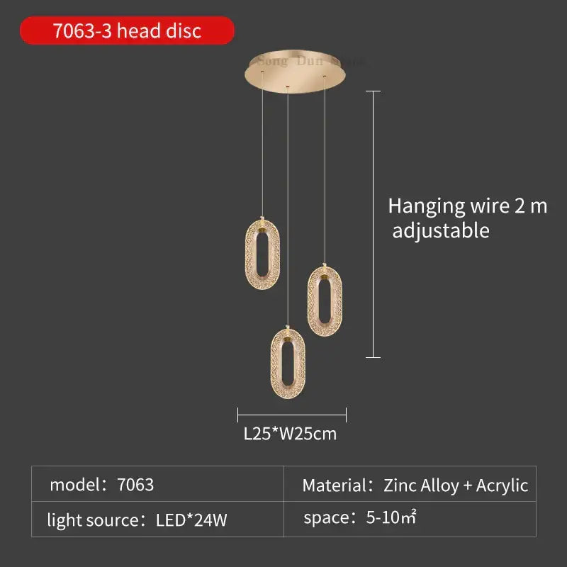 Gold Crystal 12-Head Villa Staircase Chandelier