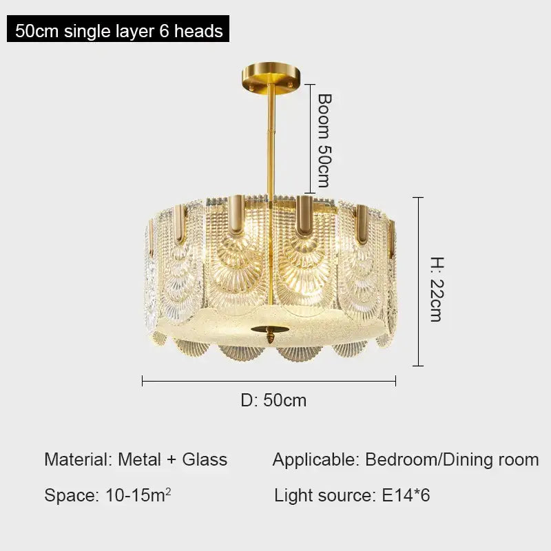 Gold Crystal Ceiling Fan Glass Tier Design