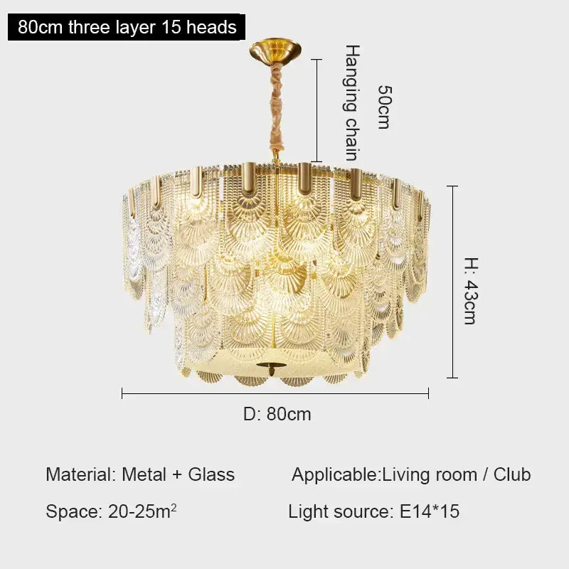 Gold Crystal Ceiling Fan Glass Tier Design