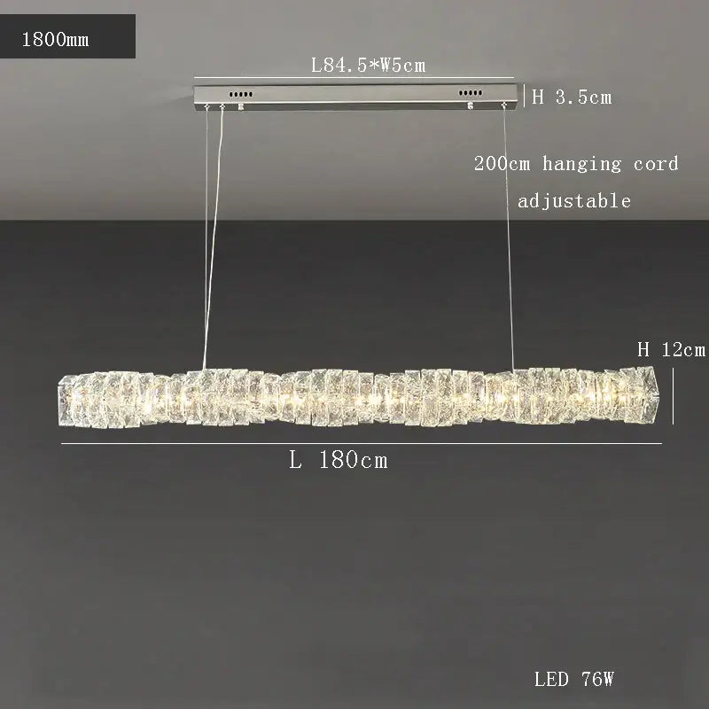 Gold Elongated Glass Chandelier