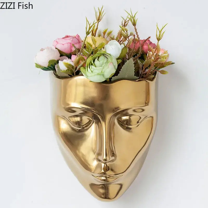 Gold Ceramic Wall Vase