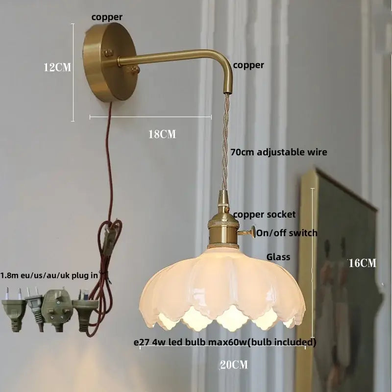 Gold Faceted Glass Wall Lamp