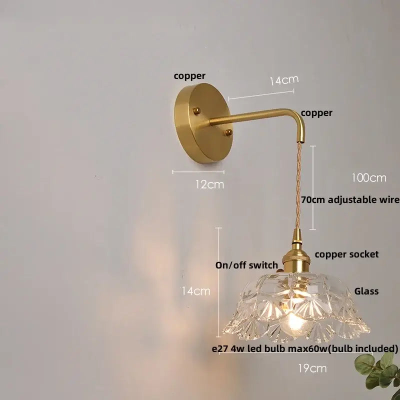 Gold Faceted Glass Wall Lamp