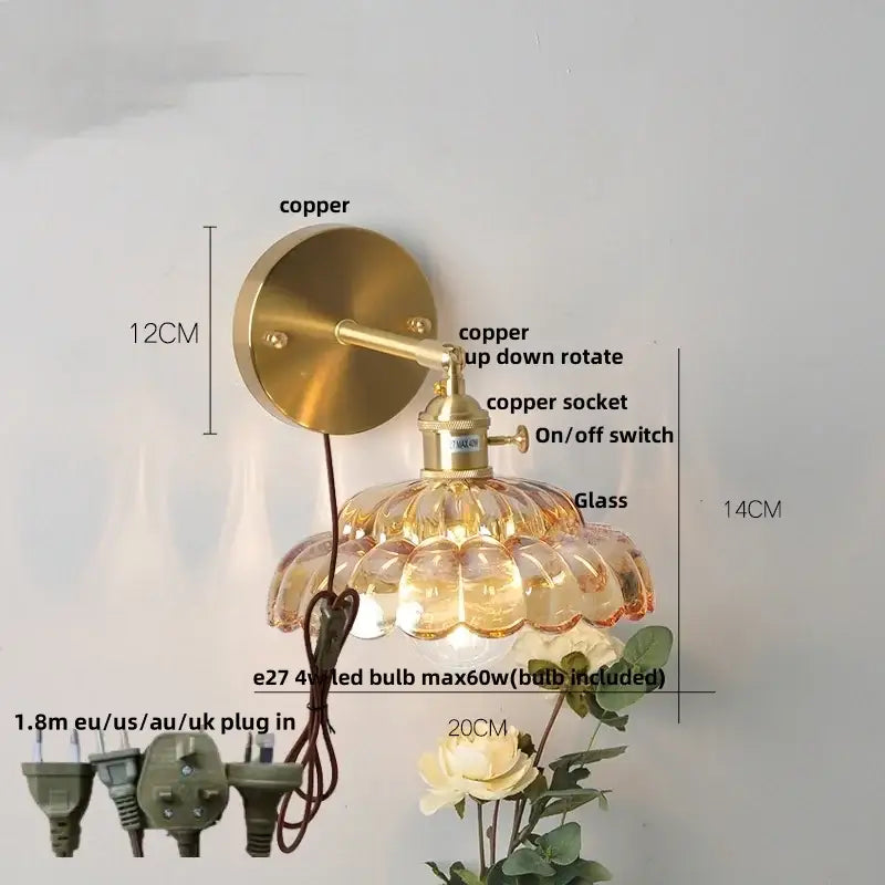 Gold Faceted Glass Wall Lamp