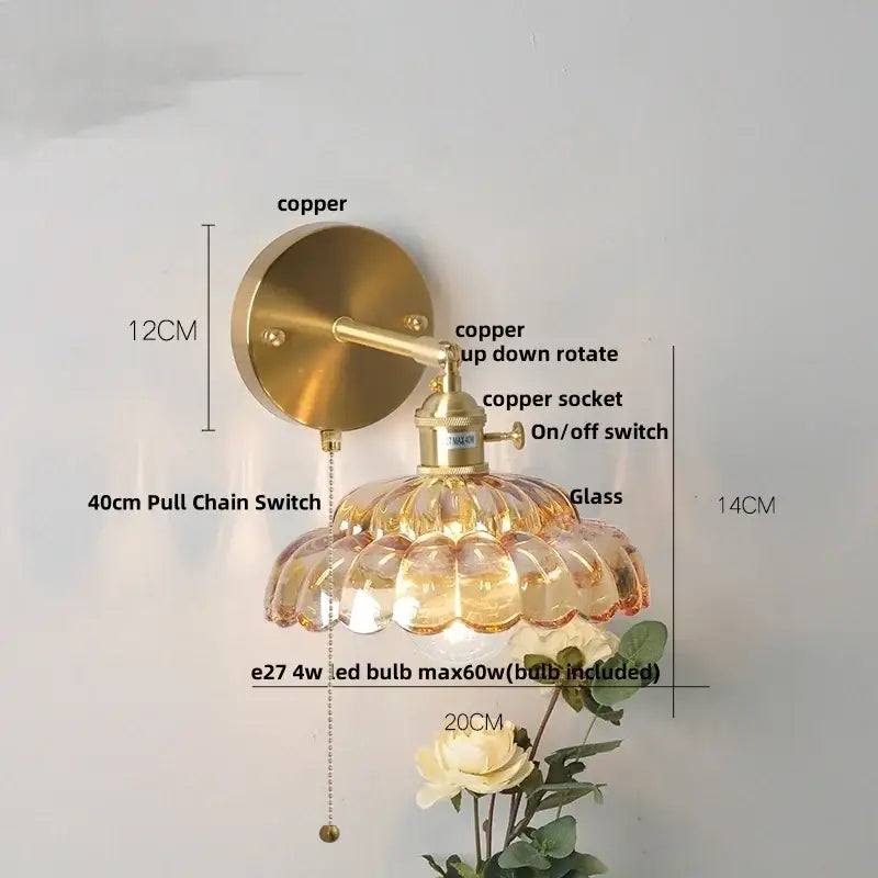 Gold Faceted Glass Wall Lamp