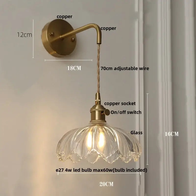 Gold Faceted Glass Wall Lamp