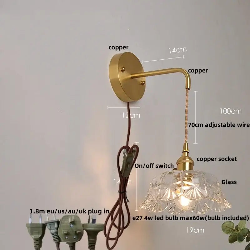 Gold Faceted Glass Wall Lamp