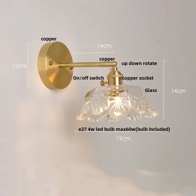 Gold Faceted Glass Wall Lamp