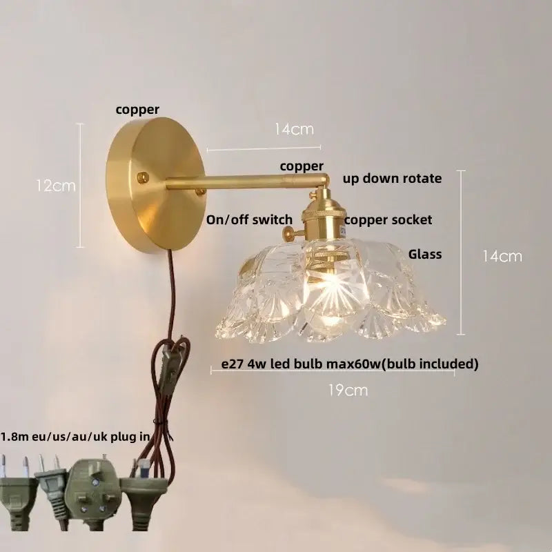 Gold Faceted Glass Wall Lamp