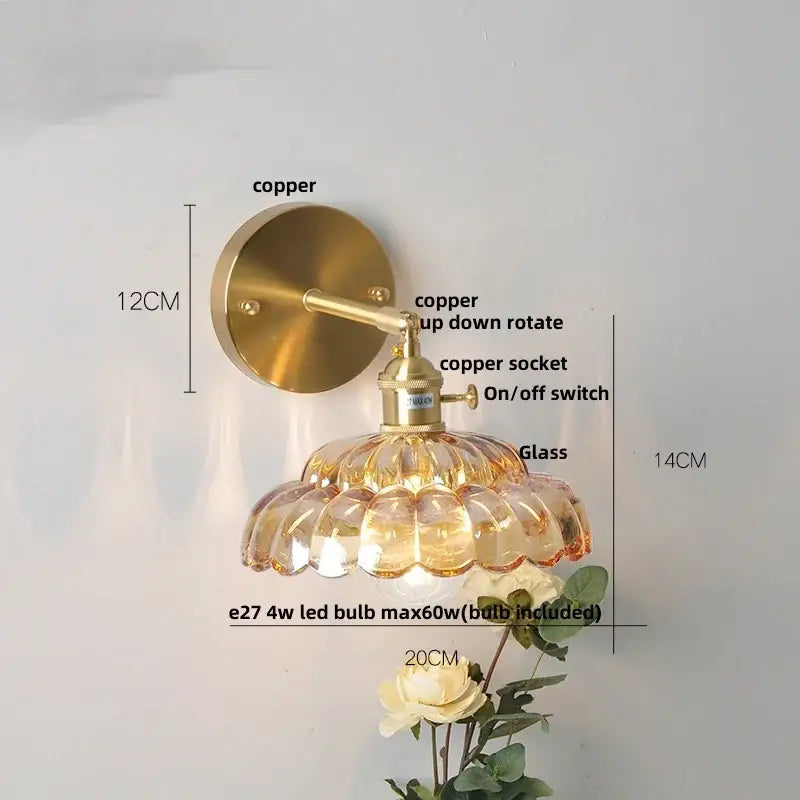 Gold Faceted Glass Wall Lamp