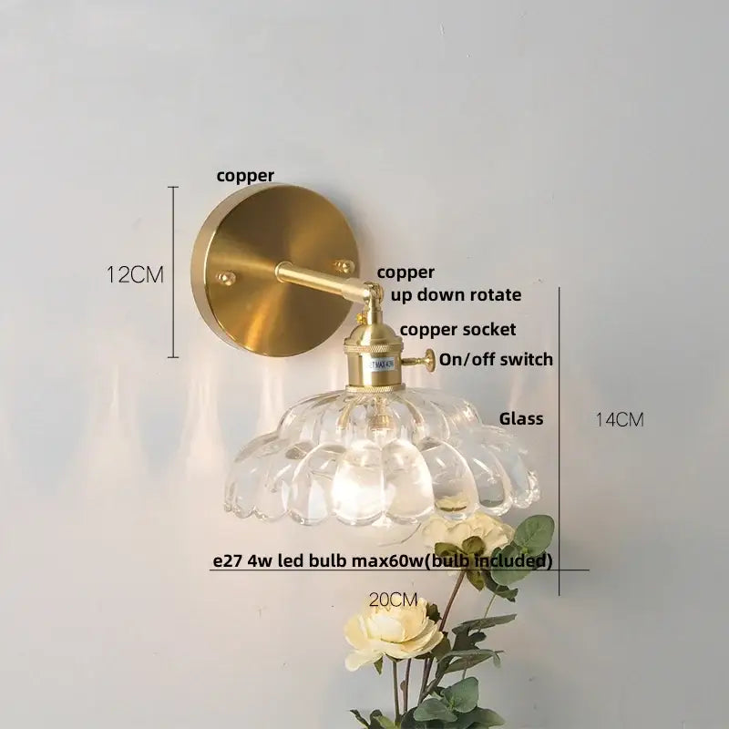 Gold Faceted Glass Wall Lamp