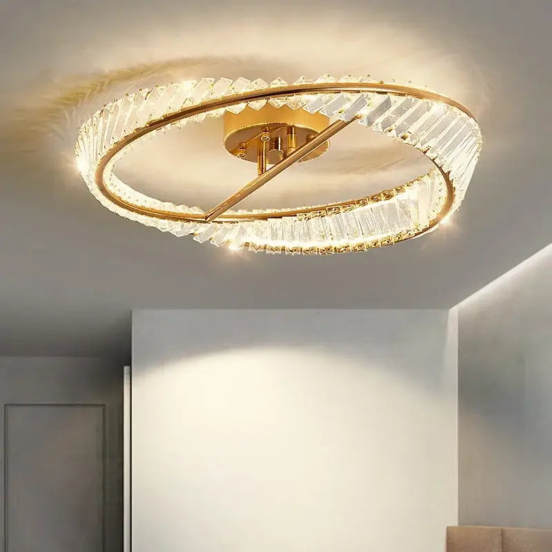 Gold Crystal Rings Ceiling Light