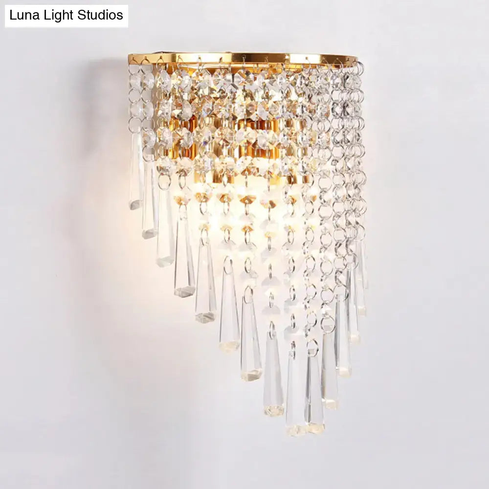 Gold Crystal Two-Bulb Wall Sconce