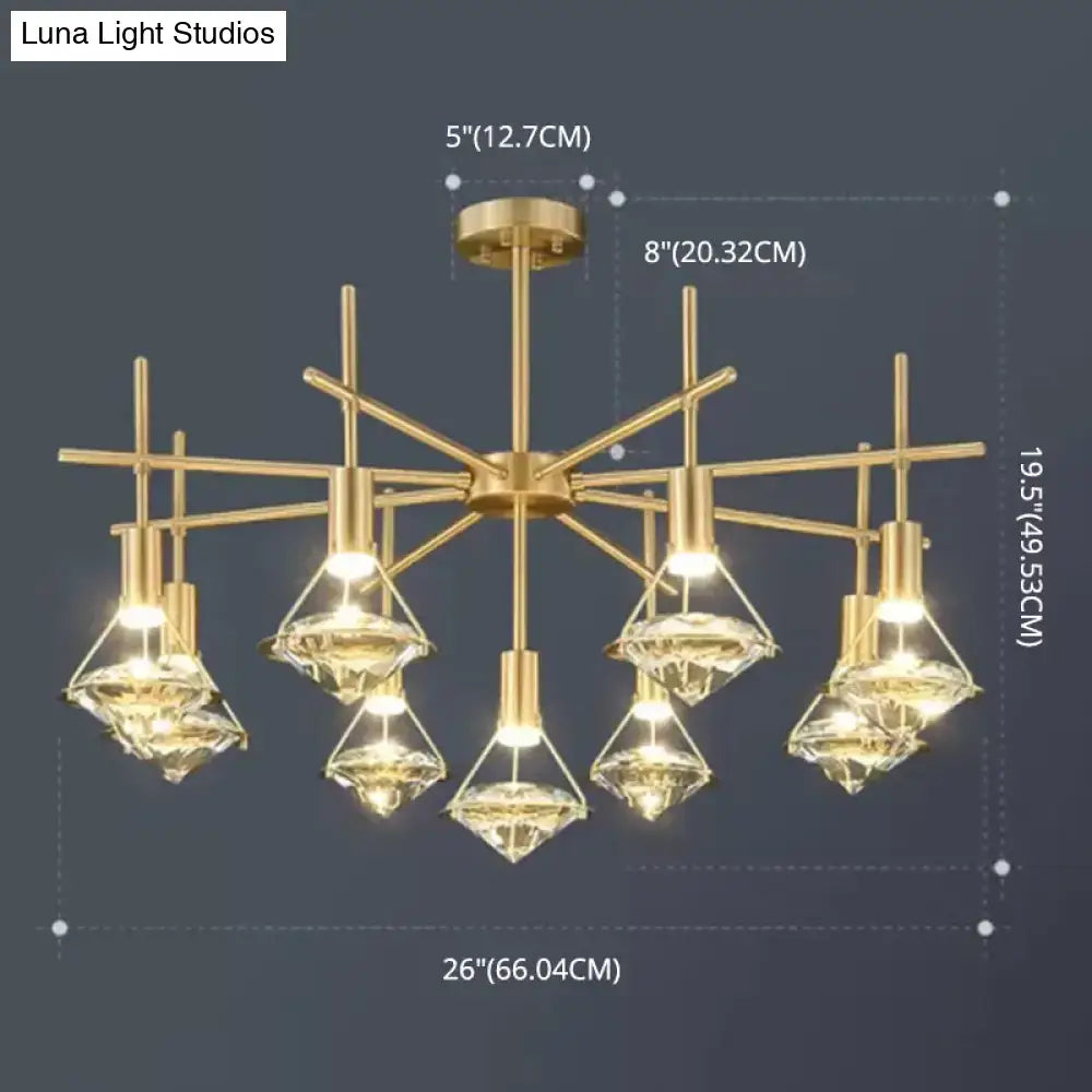 Gold Round Crystal Seven-Light Pendant