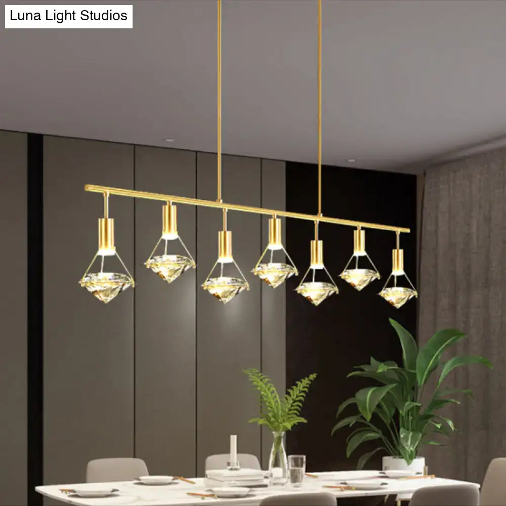 Gold Round Crystal Seven-Light Pendant