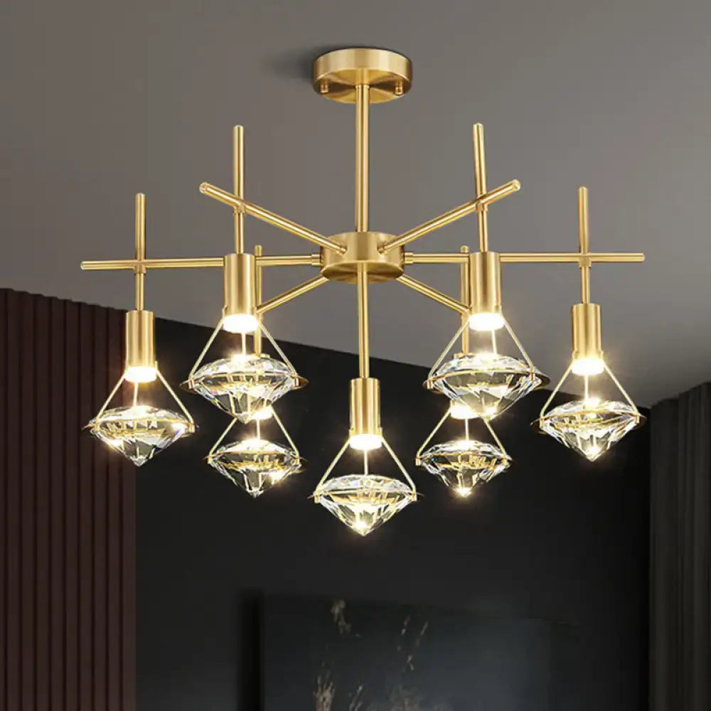 Gold Round Crystal Seven-Light Pendant