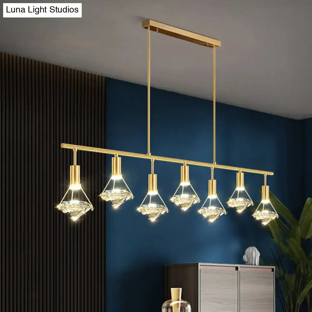 Gold Round Crystal Seven-Light Pendant