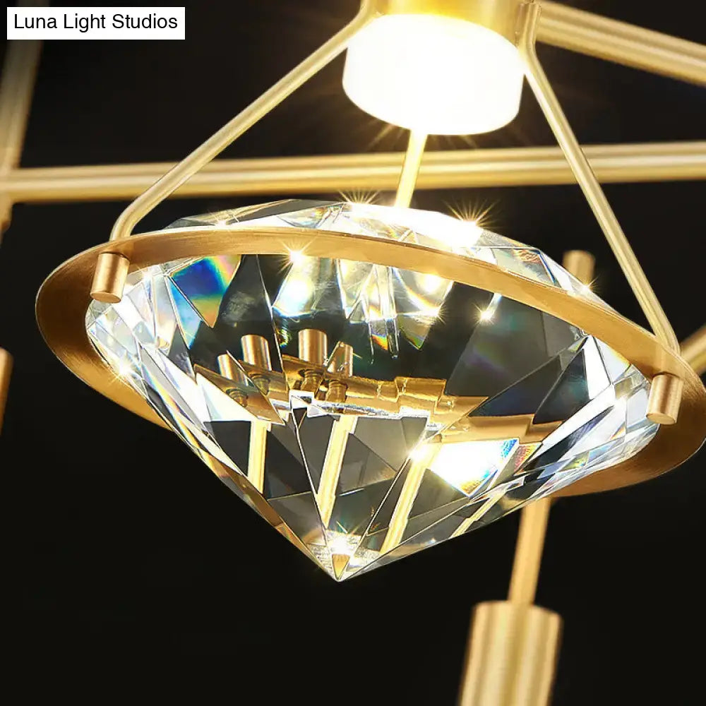 Gold Round Crystal Seven-Light Pendant