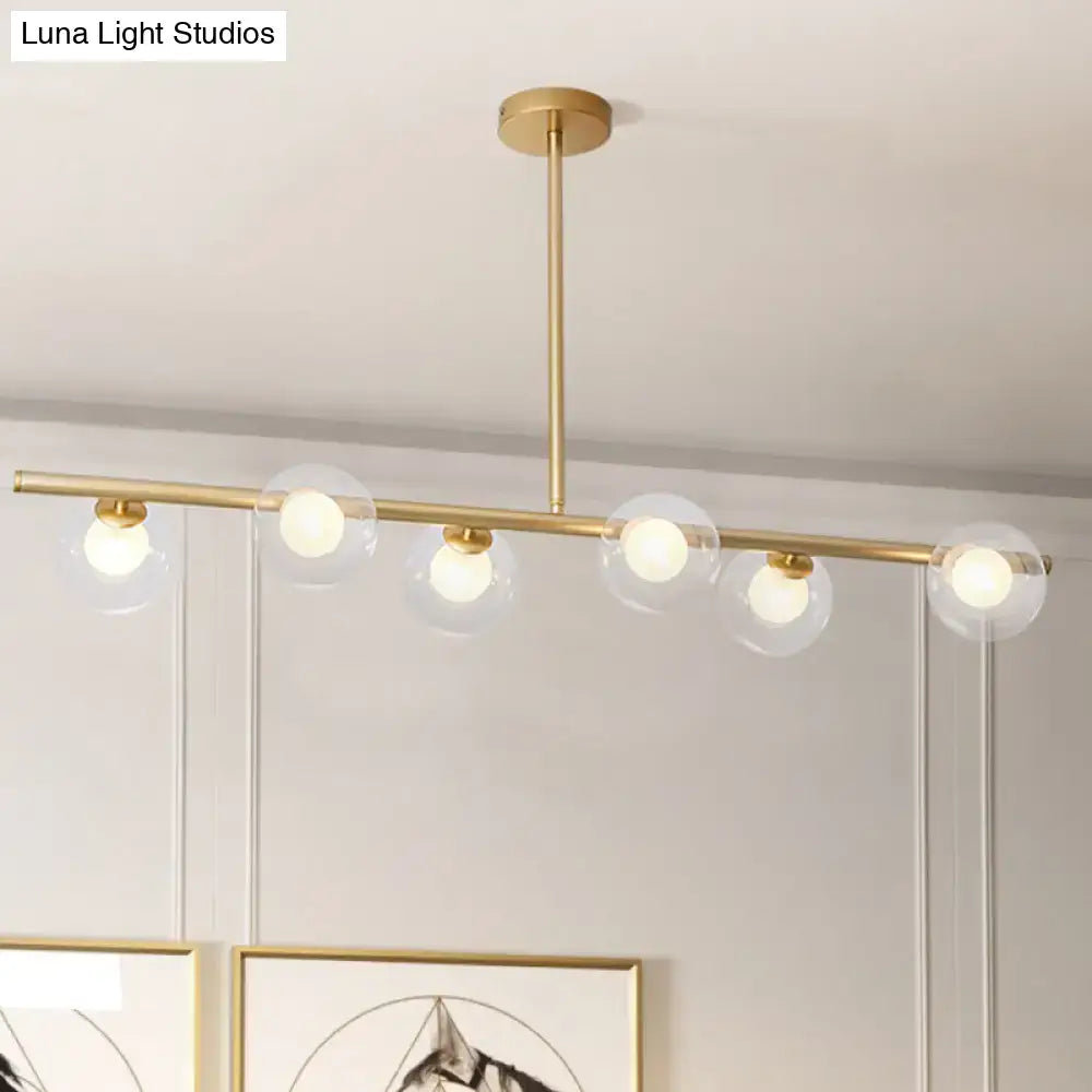 Gold Linear Clear Glass Globe Pendant