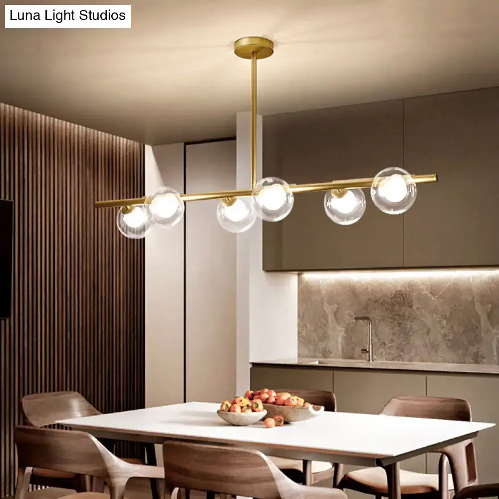 Gold Linear Clear Glass Globe Pendant