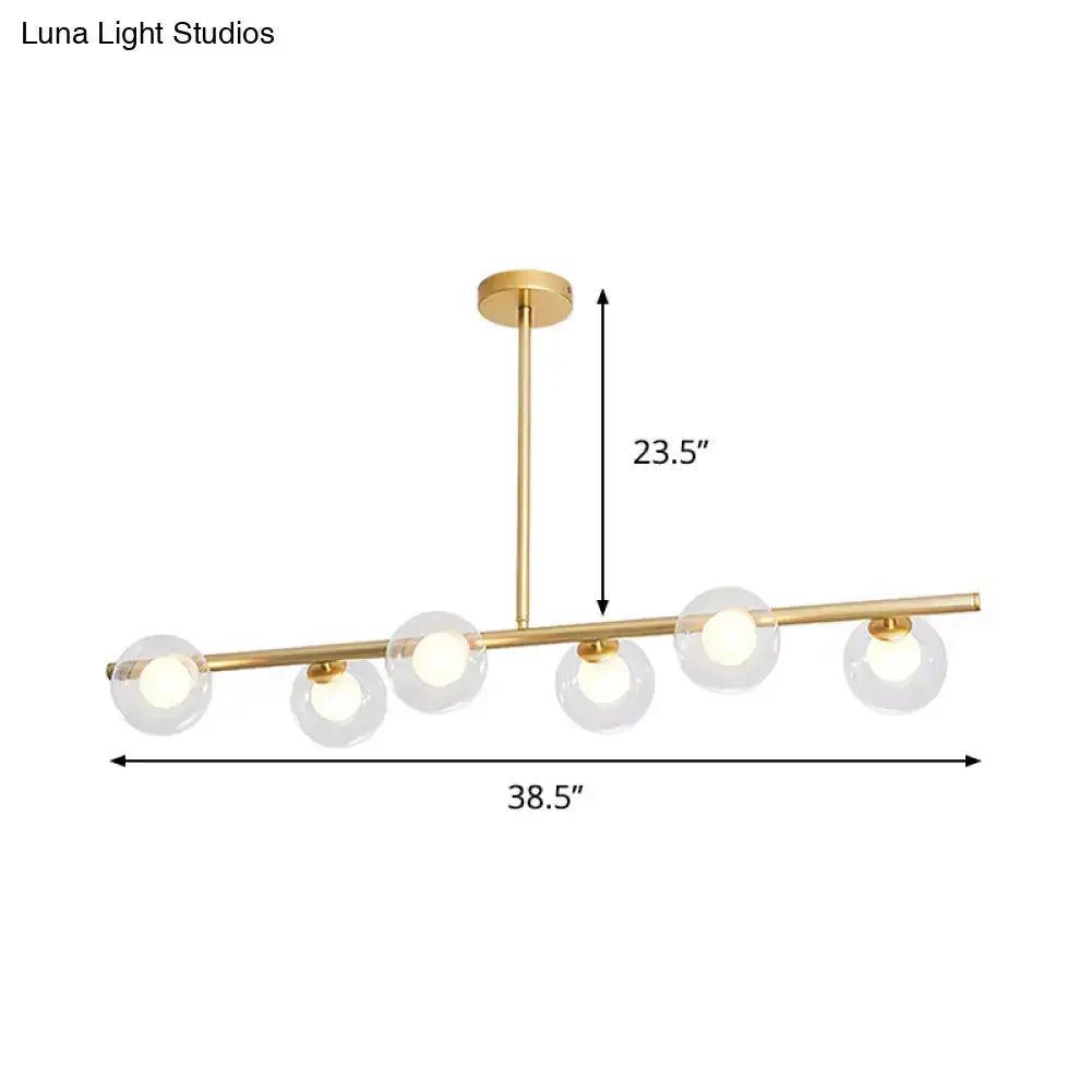 Gold Linear Clear Glass Globe Pendant