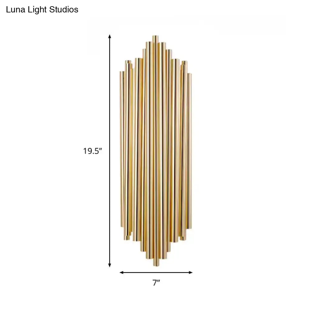 Gold Slim Tube 4-Bulb Wall Lamp