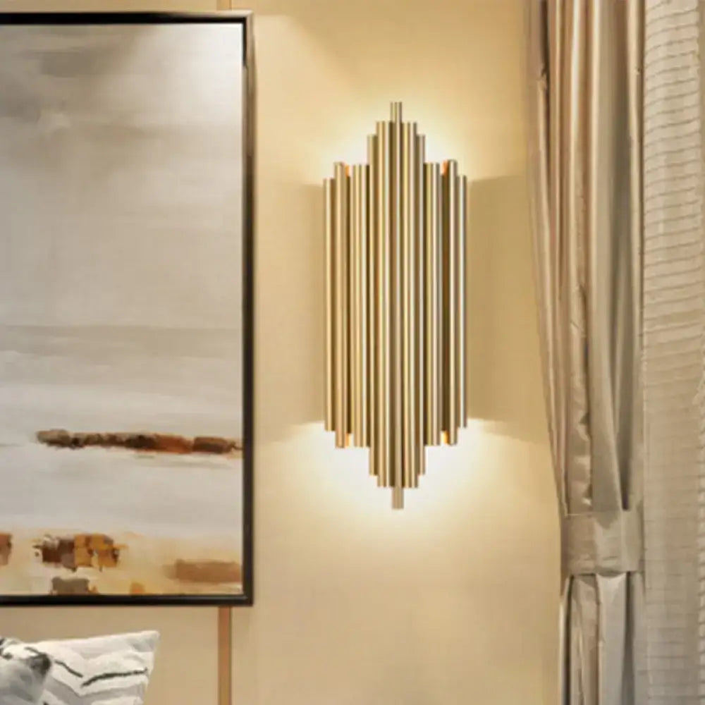 Gold Slim Tube 4-Bulb Wall Lamp