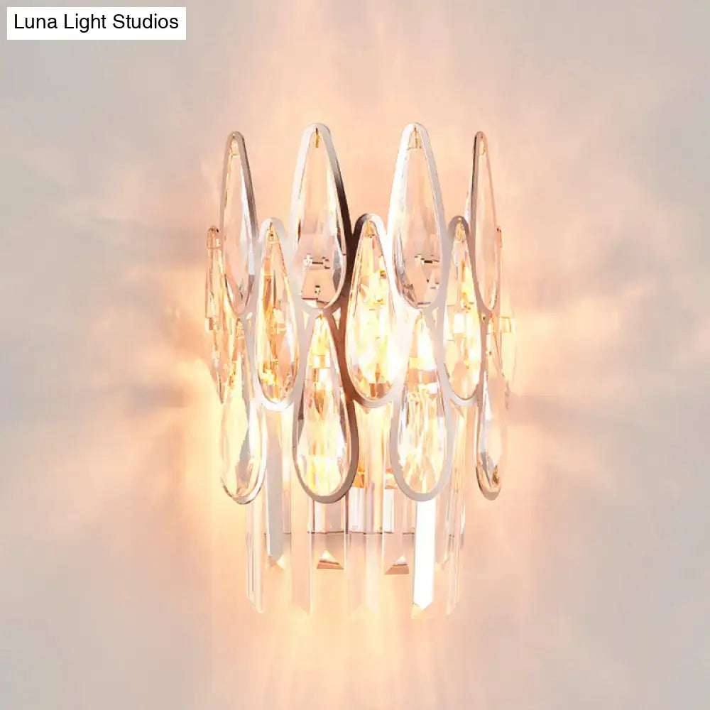 Gold Teardrop Crystal Half-Circle Sconce
