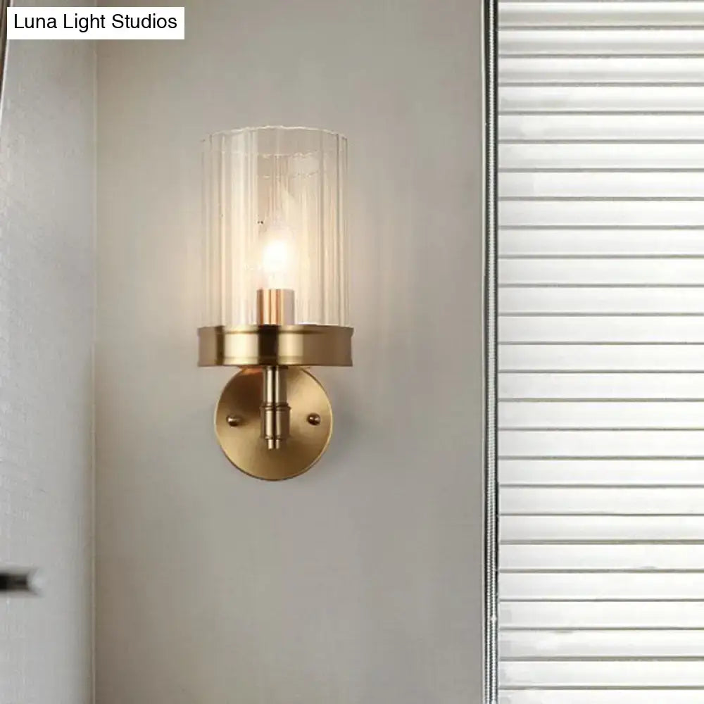 Gold Clear Glass Minimalist Hallway Sconce