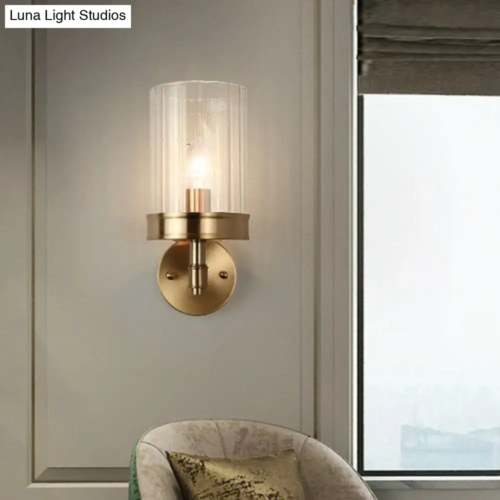 Gold Clear Glass Minimalist Hallway Sconce