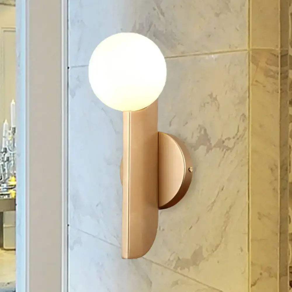 Gold Milky Glass Direct-Wire Sconce