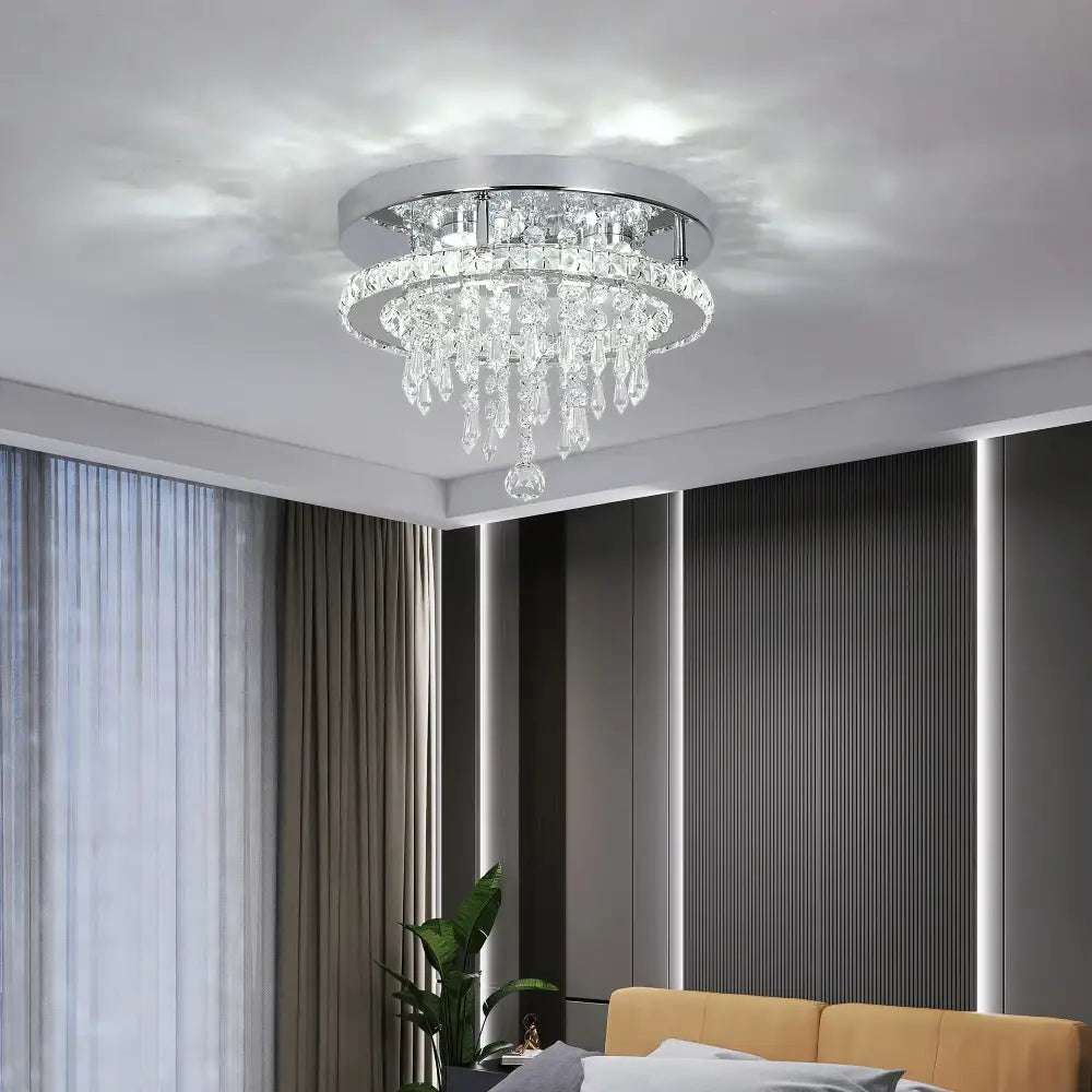 Gold Crystal Ring Remote Chandelier
