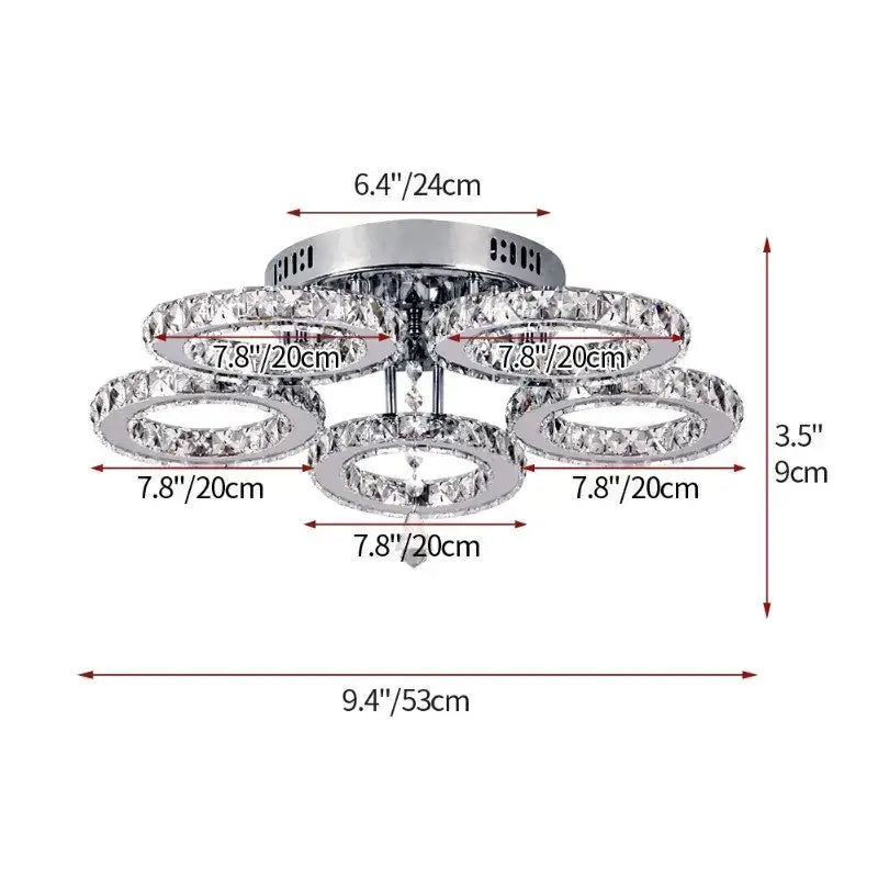 Gold Crystal Ring Remote Chandelier