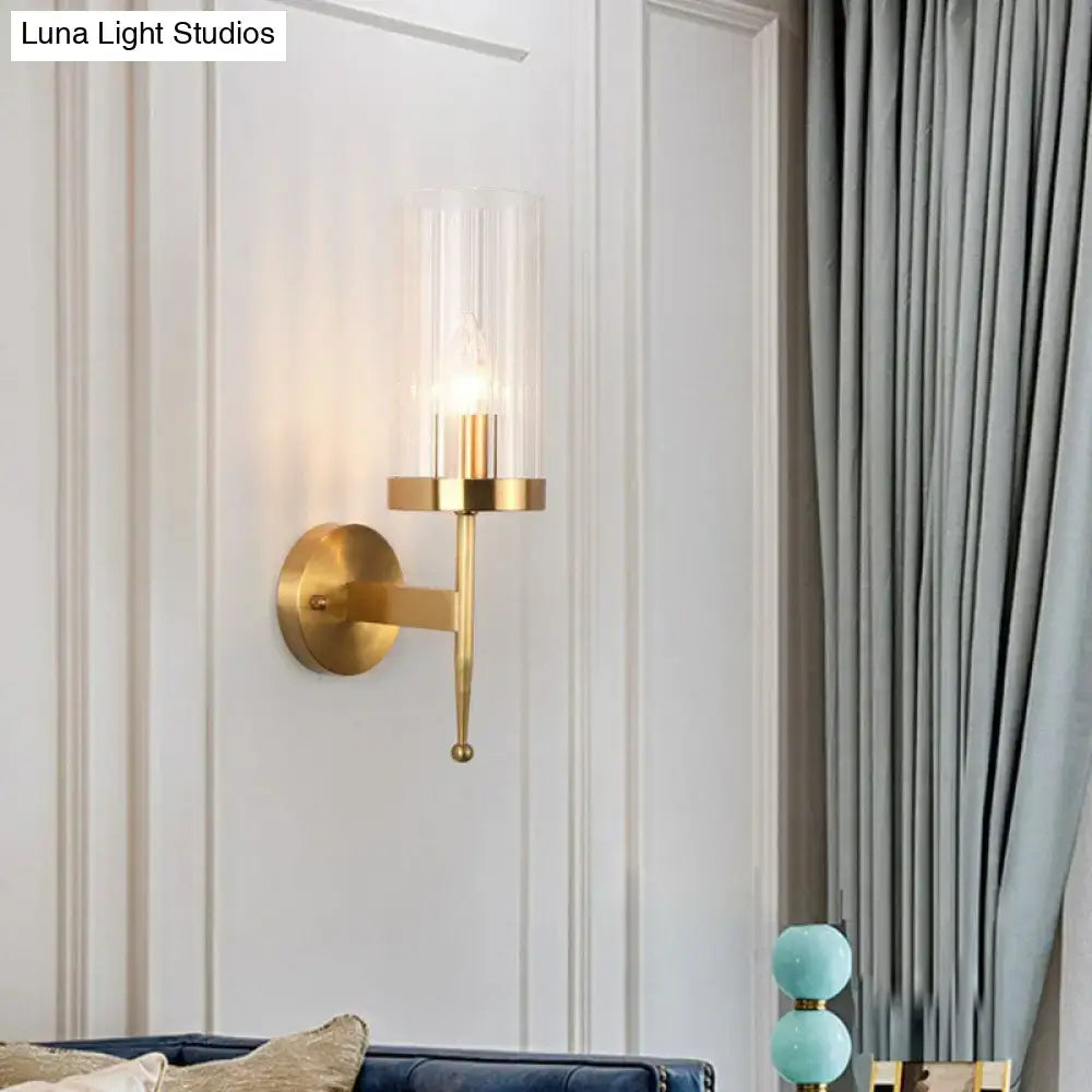 Gold Glass Cylinder Lamp