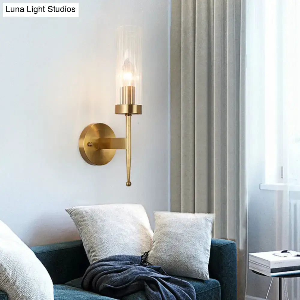 Gold Glass Cylinder Lamp