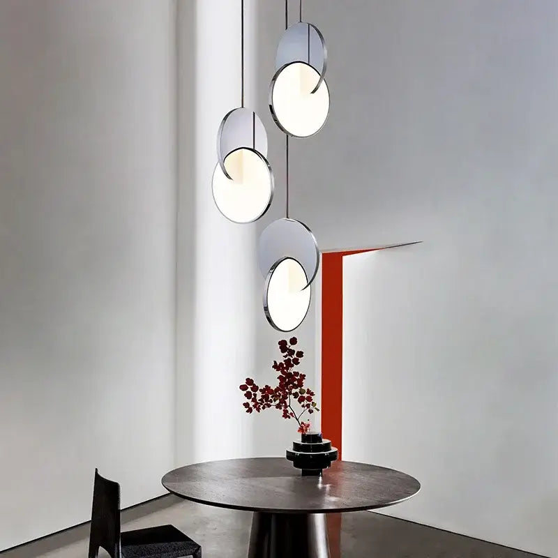 Gold Circle Pendant Light 3-Head Overlapping Discs