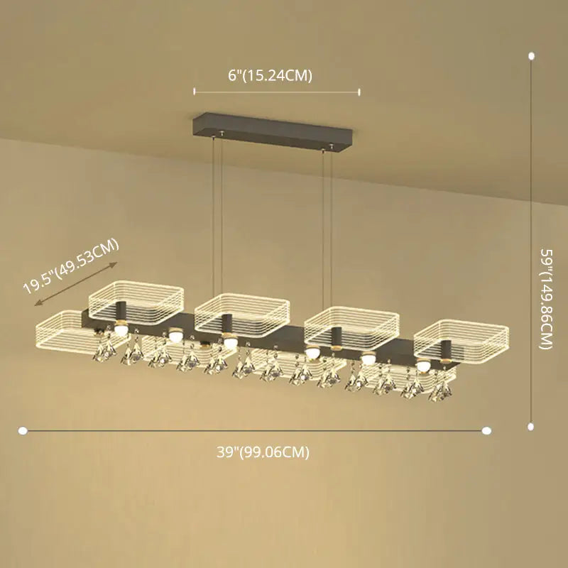 Black Crystal Cube Chandelier