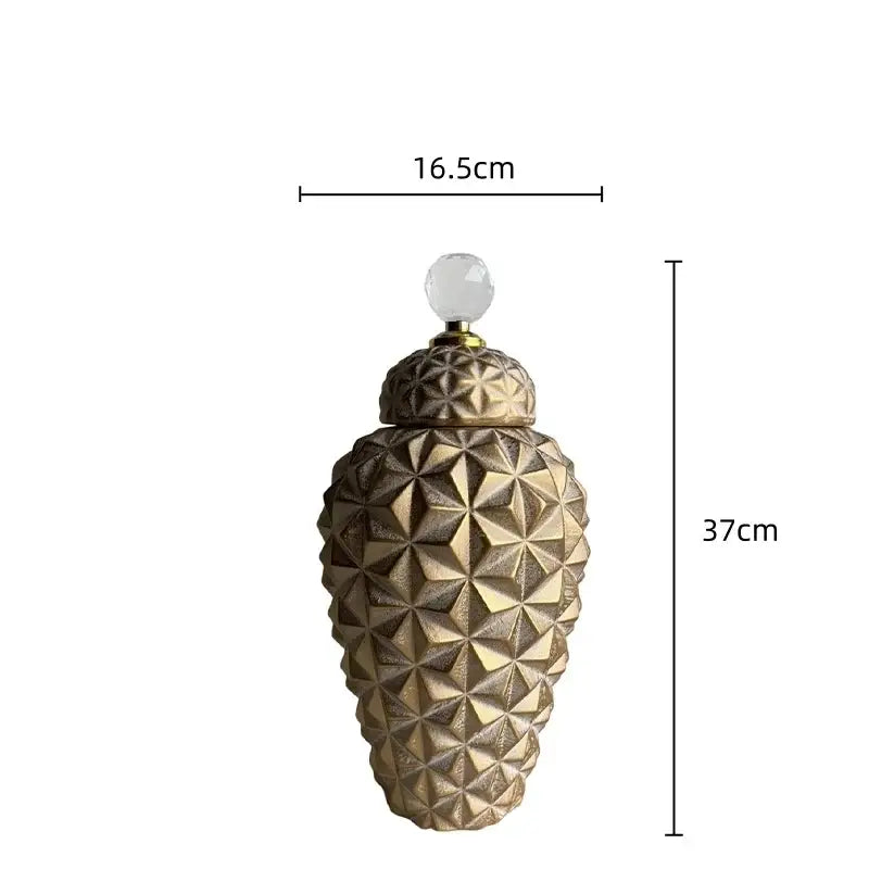 Gold Diamond Ceramic Geometric Vase