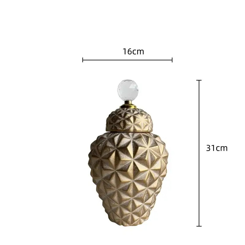 Gold Diamond Ceramic Geometric Vase