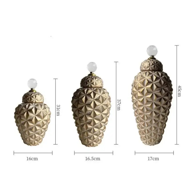Gold Diamond Ceramic Geometric Vase
