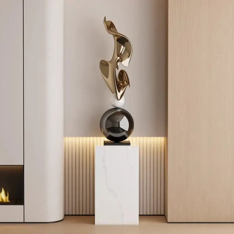 Gold Geometric Art Sculpture