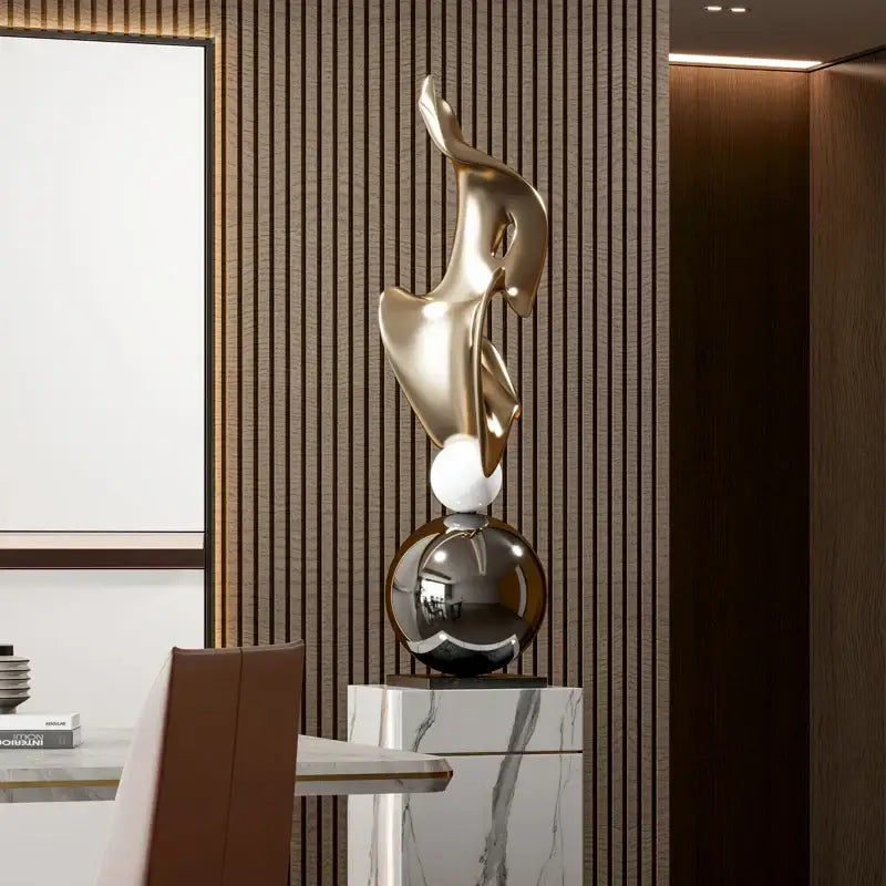 Gold Geometric Art Sculpture