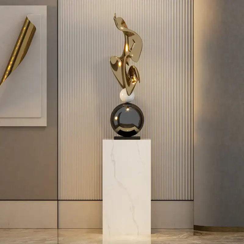 Gold Geometric Art Sculpture