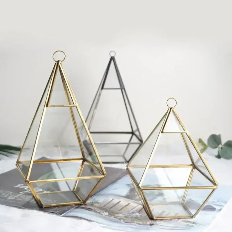 Gold Geometric Glass Vase