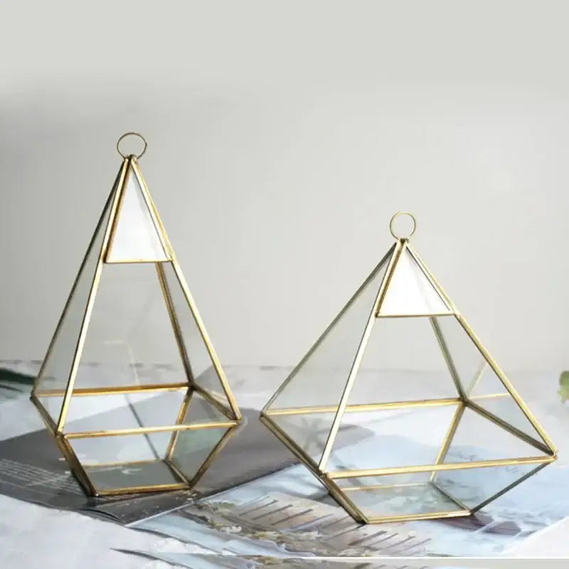 Gold Geometric Glass Vase