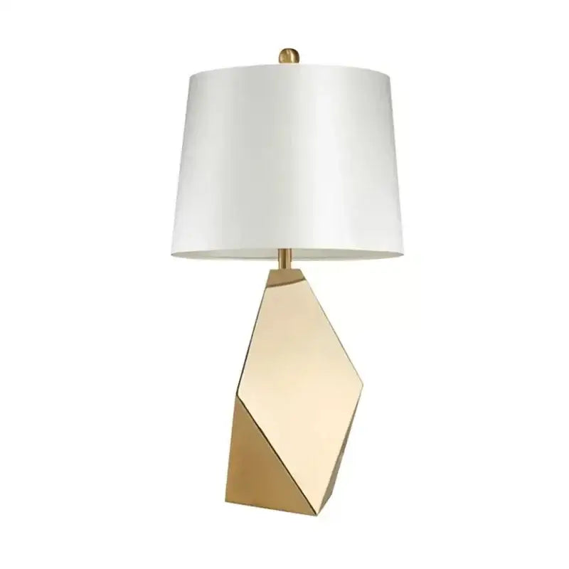 Gold Geometric Table Lamp With Pink Shade
